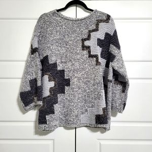 J.Jill Grey Aztec Print Sweater